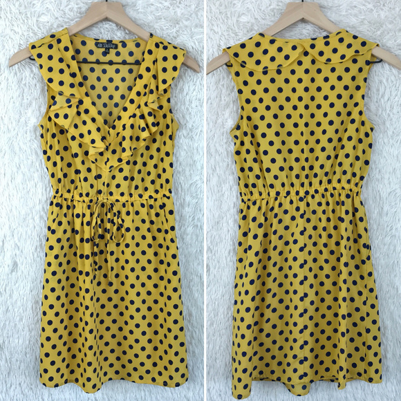 BeBop Dresses & Skirts - Polka Dot Dress Yellow Blue Ruffles BeBop